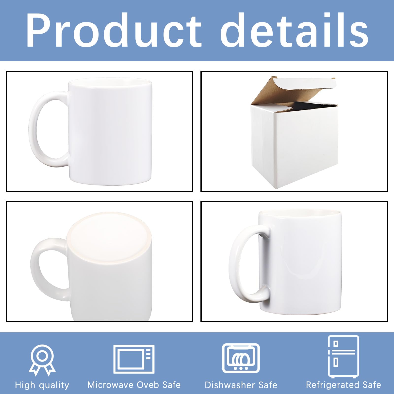 Taza LaiHiulaan 11 oz con mango cómodo para diseños personalizados