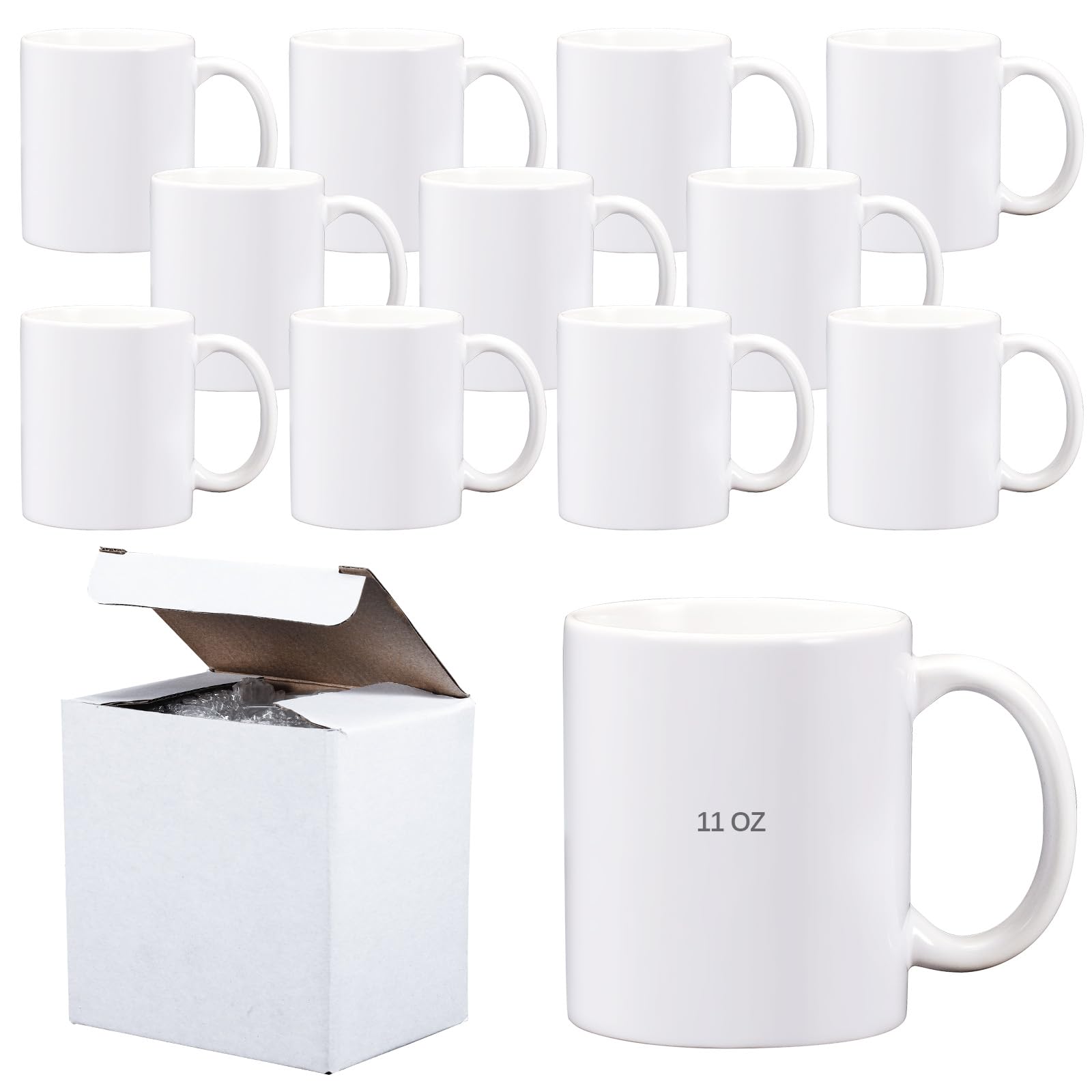 Taza LaiHiulaan sublimación 11oz con asa redonda, perfecta para personalizar regalos.