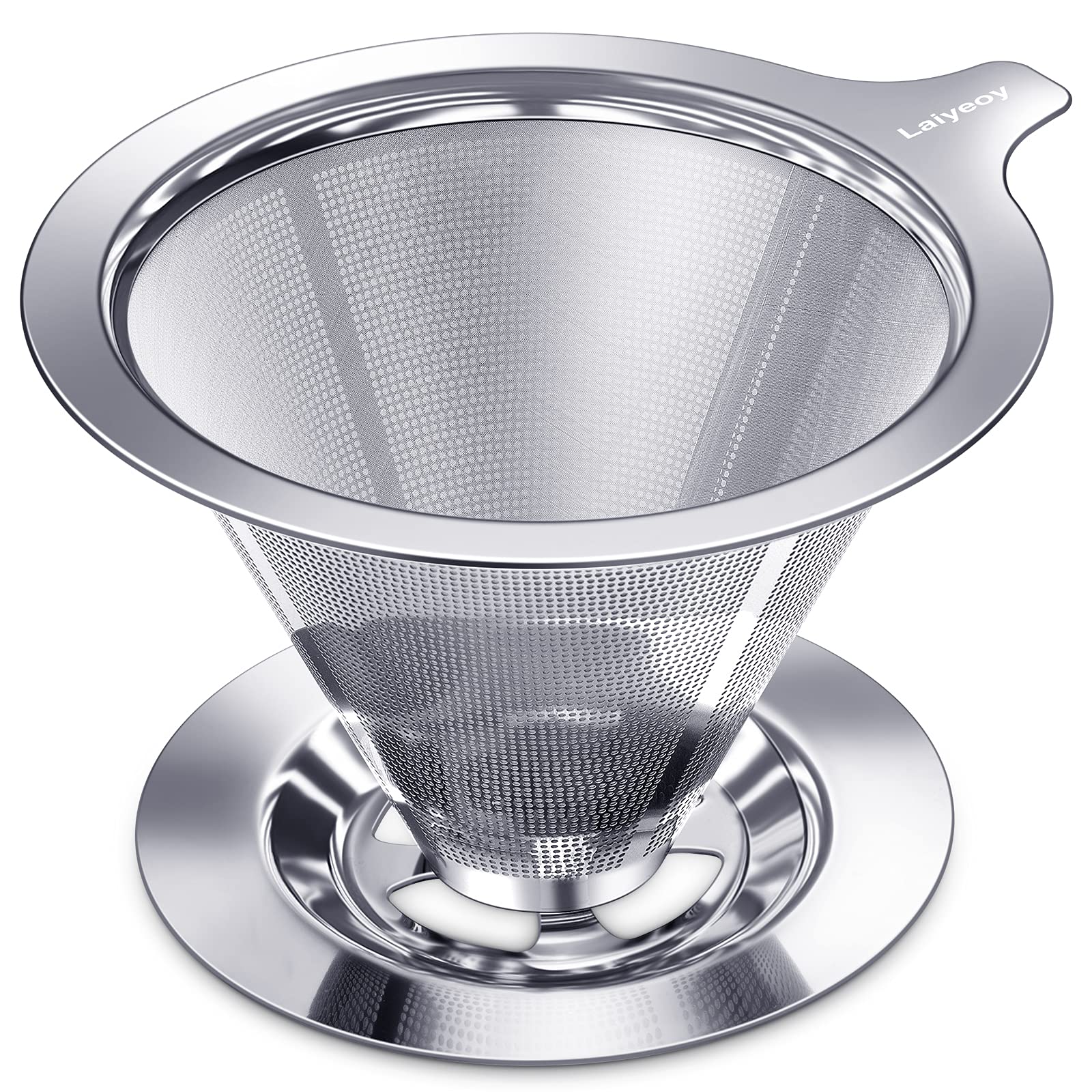 Laiyeoy cono filtrador acero inoxidable doble malla: filtración limpia para un sabor pleno.