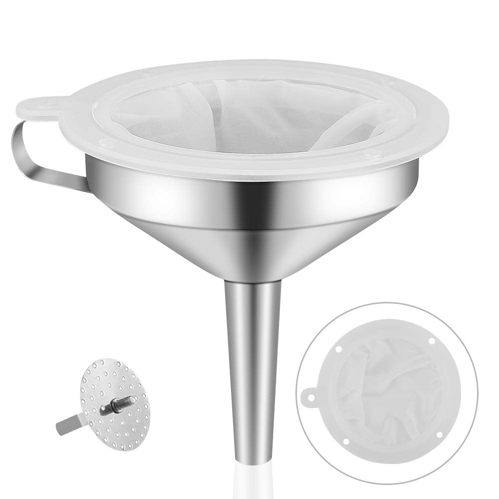 Lakatay embudo de cocina de 5 pulgadas en acero inoxidable para transferir líquidos con control