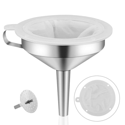 Lakatay embudo de cocina de 5 pulgadas en acero inoxidable para transferir líquidos con control