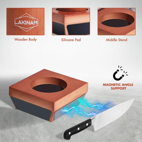 Soporte magnético LAKINAMI mantiene la hoja estable durante el afilado