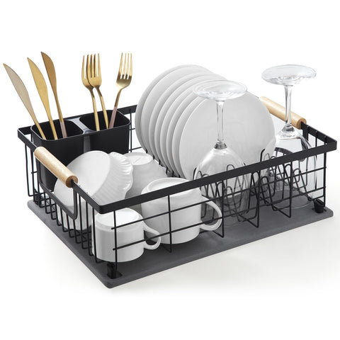 Lalaunicky escurridor de platos con base de piedra para secado eficiente