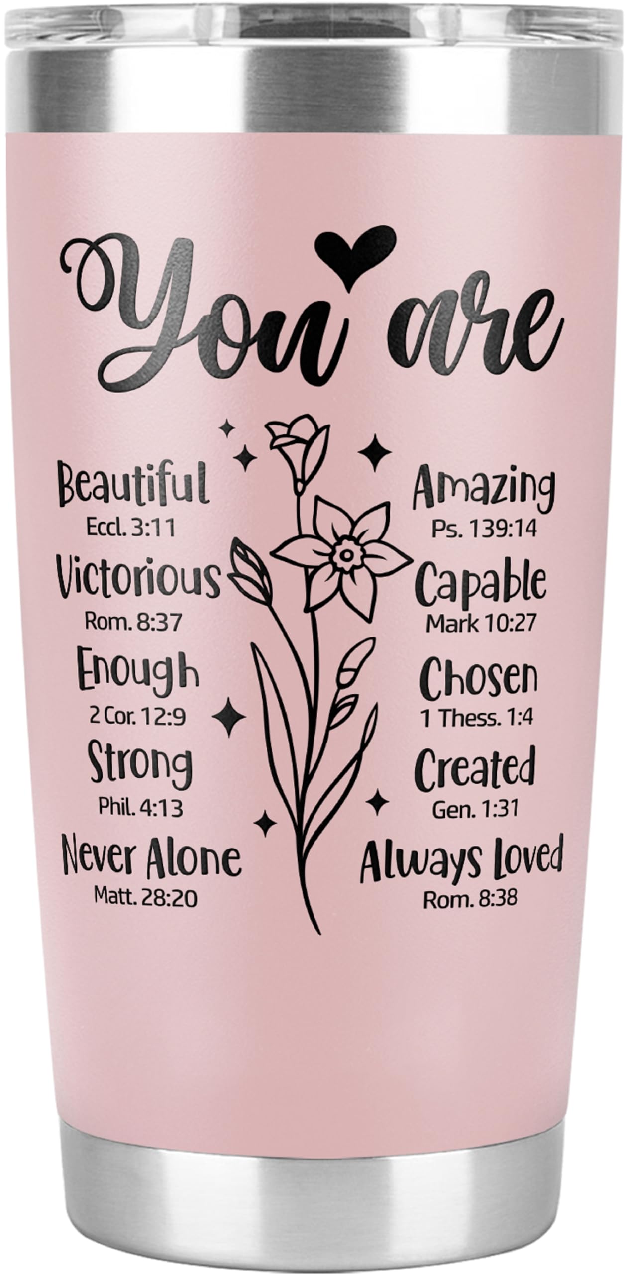 Taza Lallamotion 20oz rosa: eres cristiana, regalo significativo.