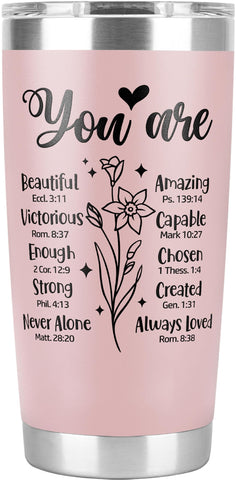 Taza Lallamotion 20oz rosa: eres cristiana, regalo significativo.