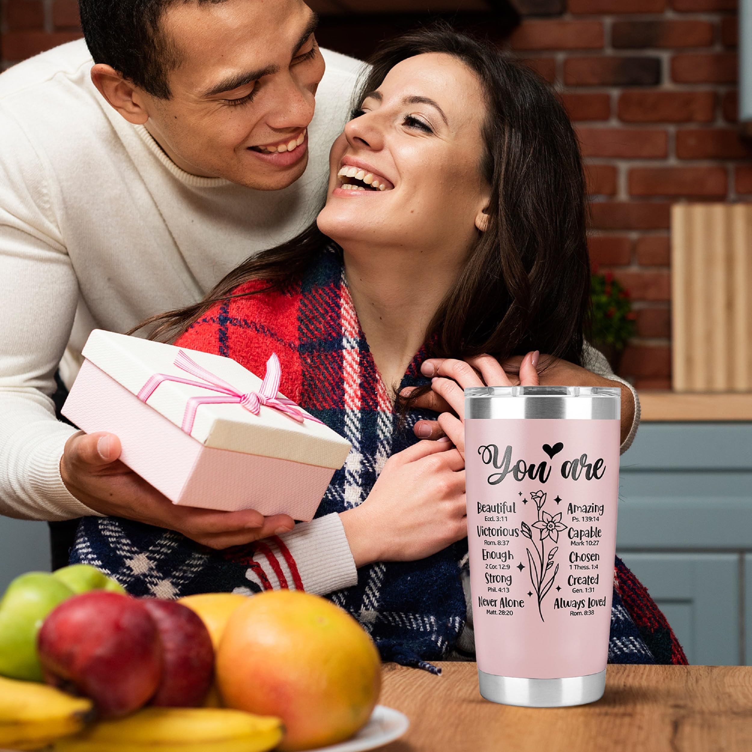 Taza de doble pared Lallamotion rosa, mantiene bebidas calientes o frías.