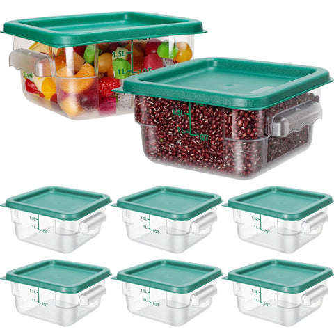 Lallisa contenedores de alimentos transparentes con tapas verdes para organización.