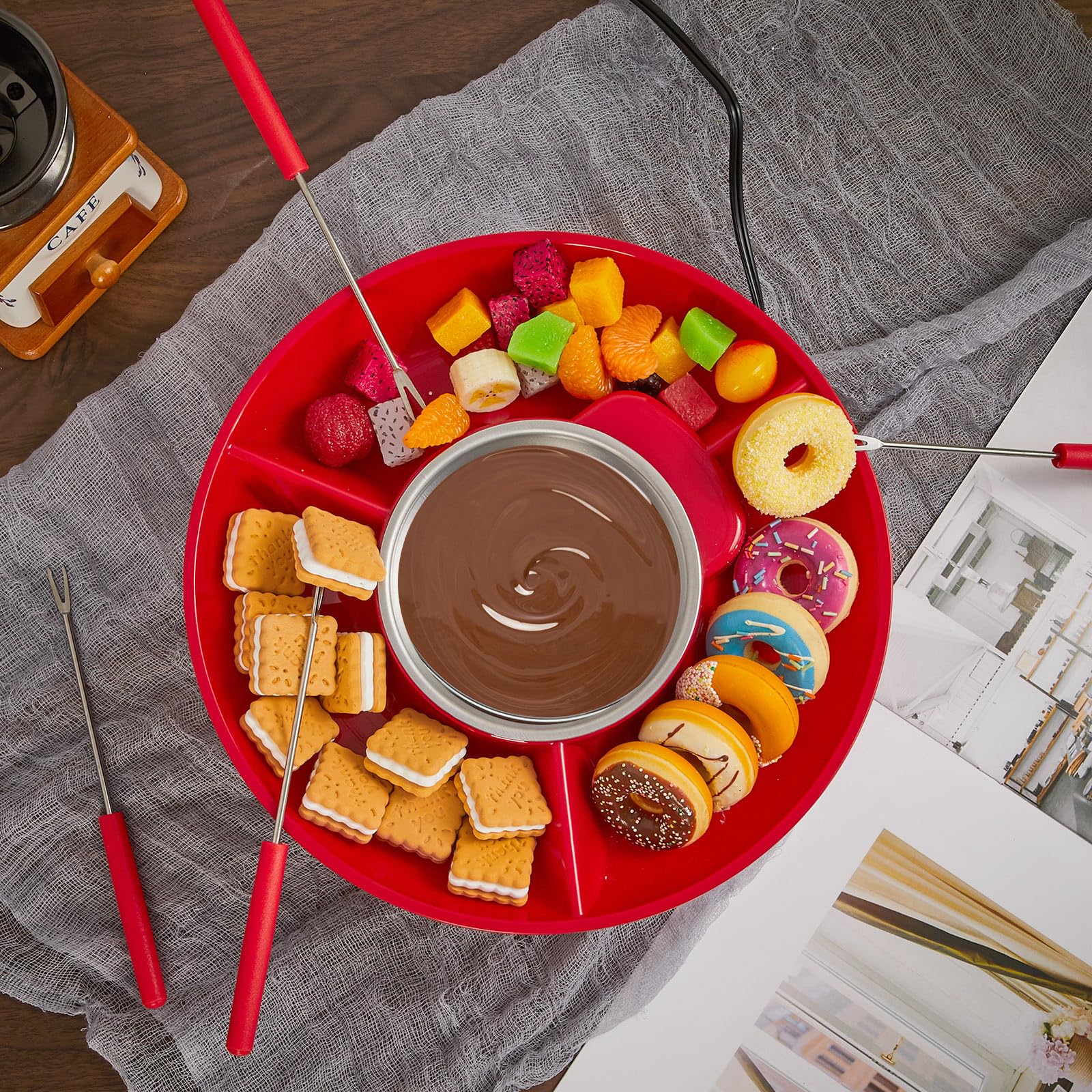 Lallisa fondue eléctrica dimensiones compactas para mesa.