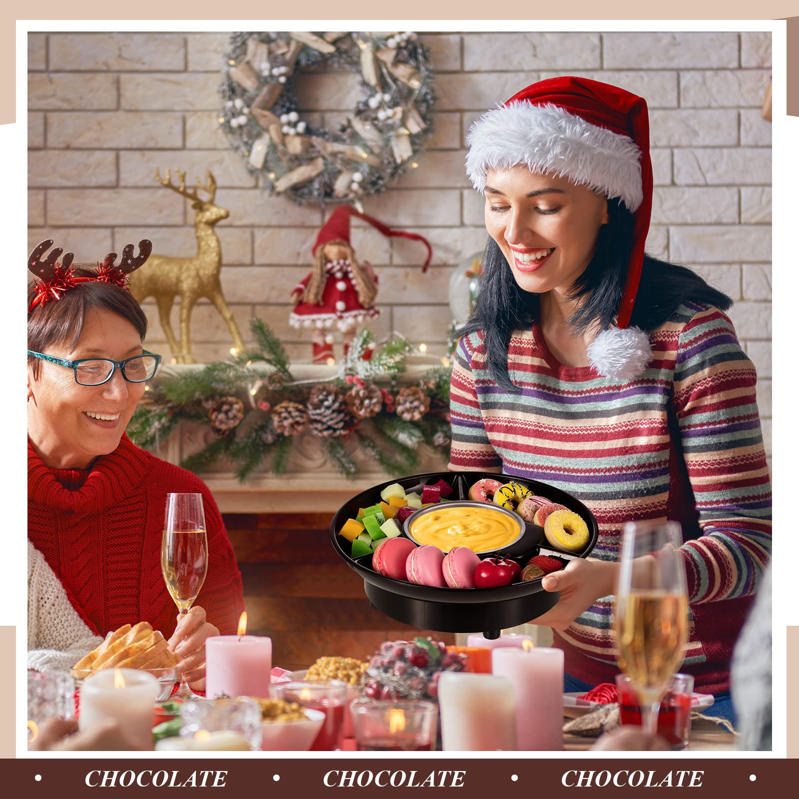 Lallisa fondue eléctrico brochetas: incluidas para mojar dulces y frutas.