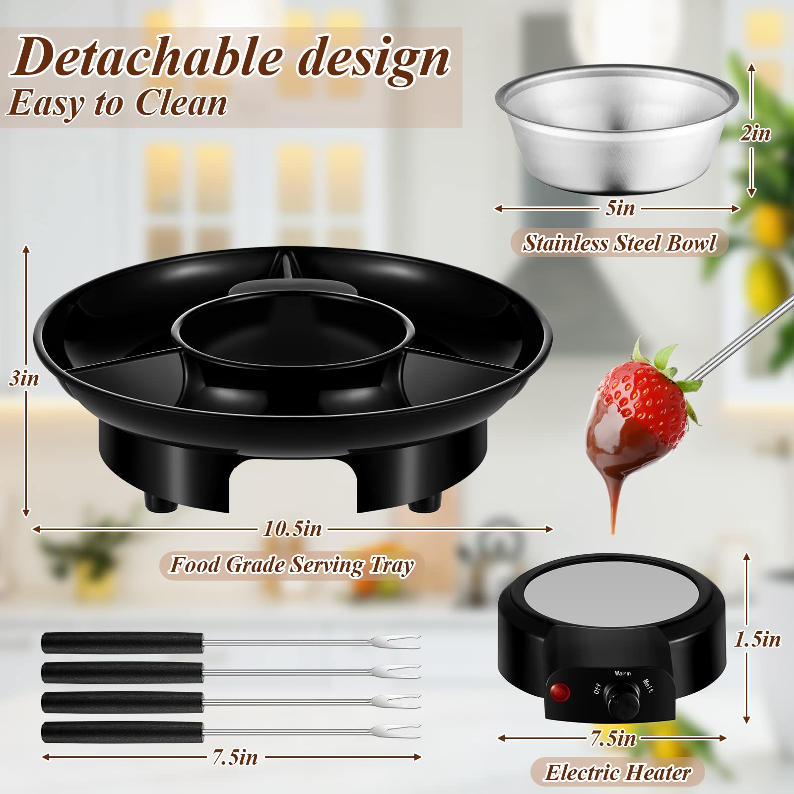 Lallisa fondue eléctrico tazon-derretido: tazón suave para chocolate cremoso.