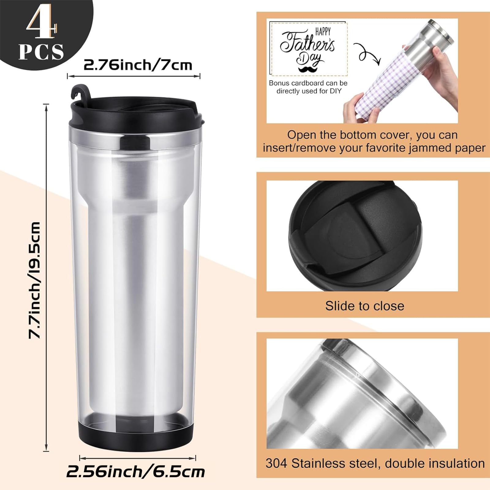 Conjunto de 2 tazas Lallisa, doble pared, duradera y reutilizable para viajes.