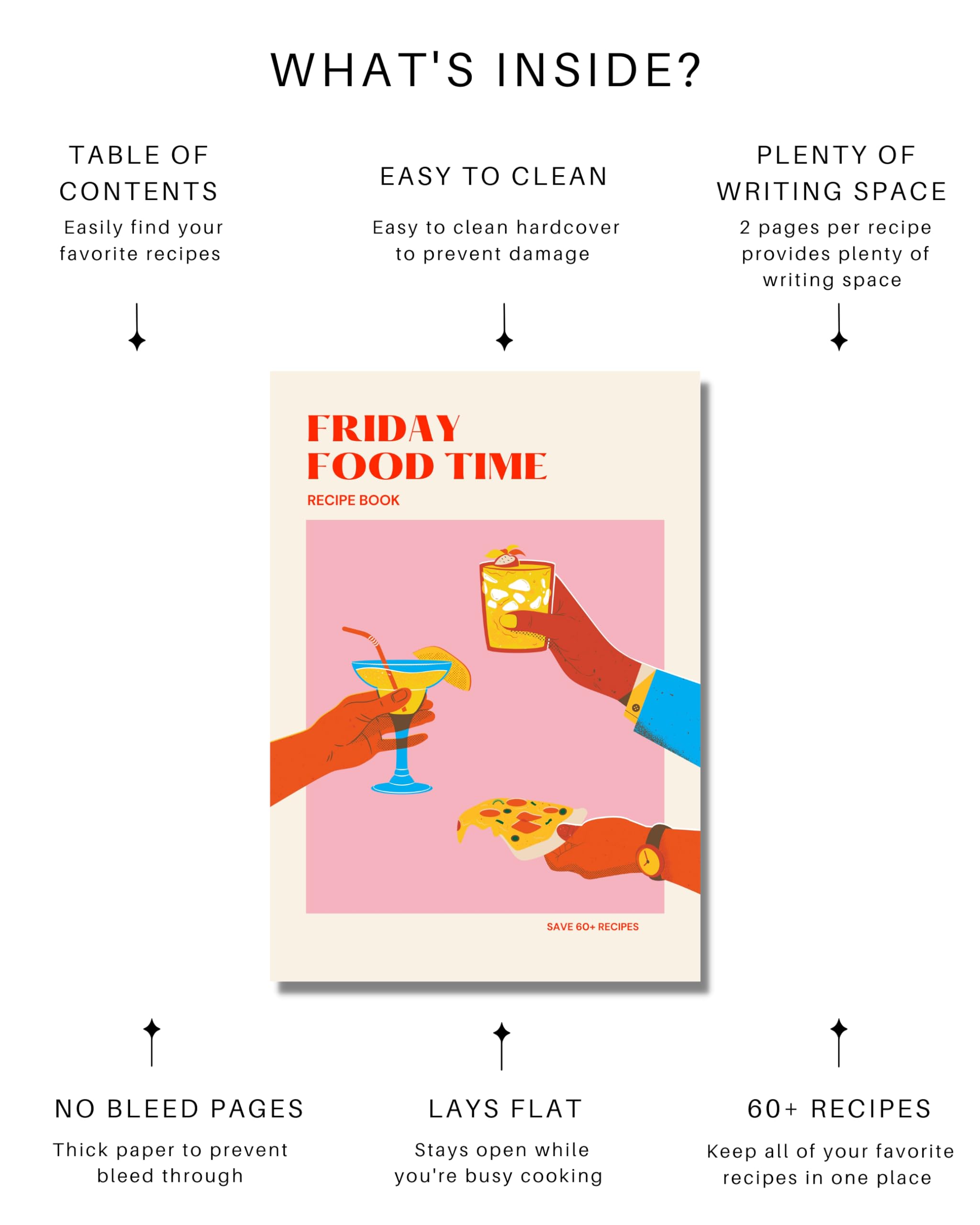 Lamare libro de recetas en blanco, diseño atractivo para organizar tus recetas.