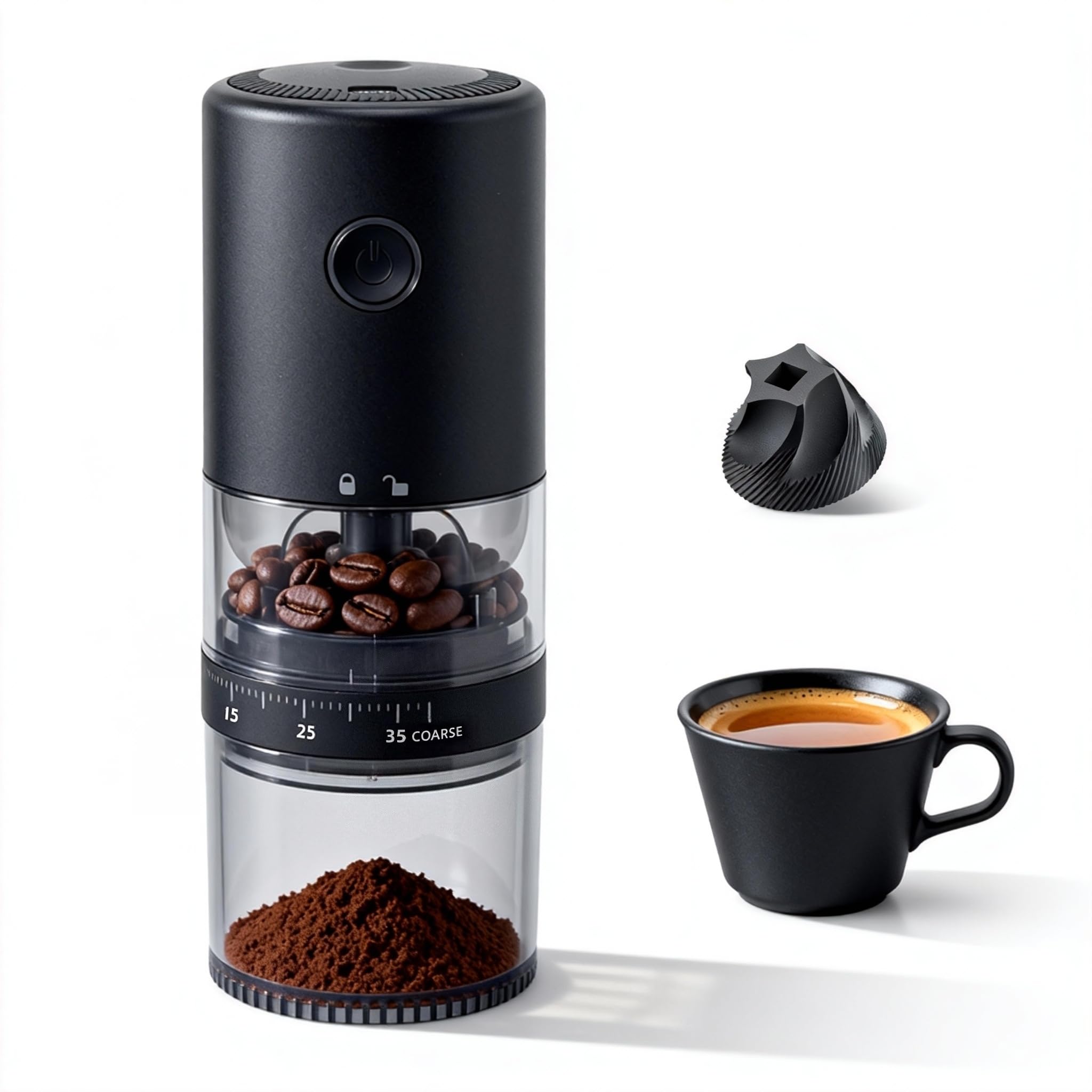 Lamido molino-cafe-portatil frente, ideal para viajar y disfrutar café fresco