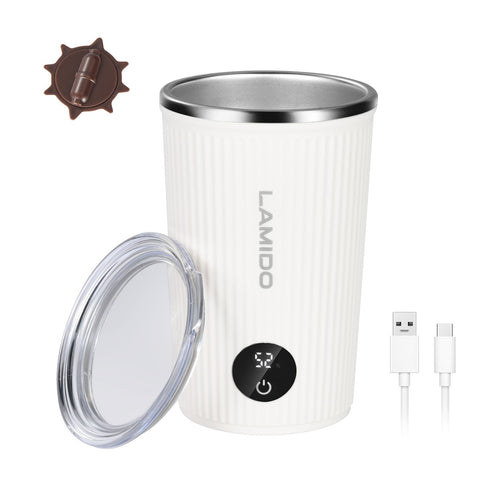 Lamido, taza automezcladora con interior de acero 316 para mezclas uniformes.