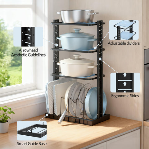 LAMU diseño de tres niveles ajustables para distintos tamaños de utensilios de cocina