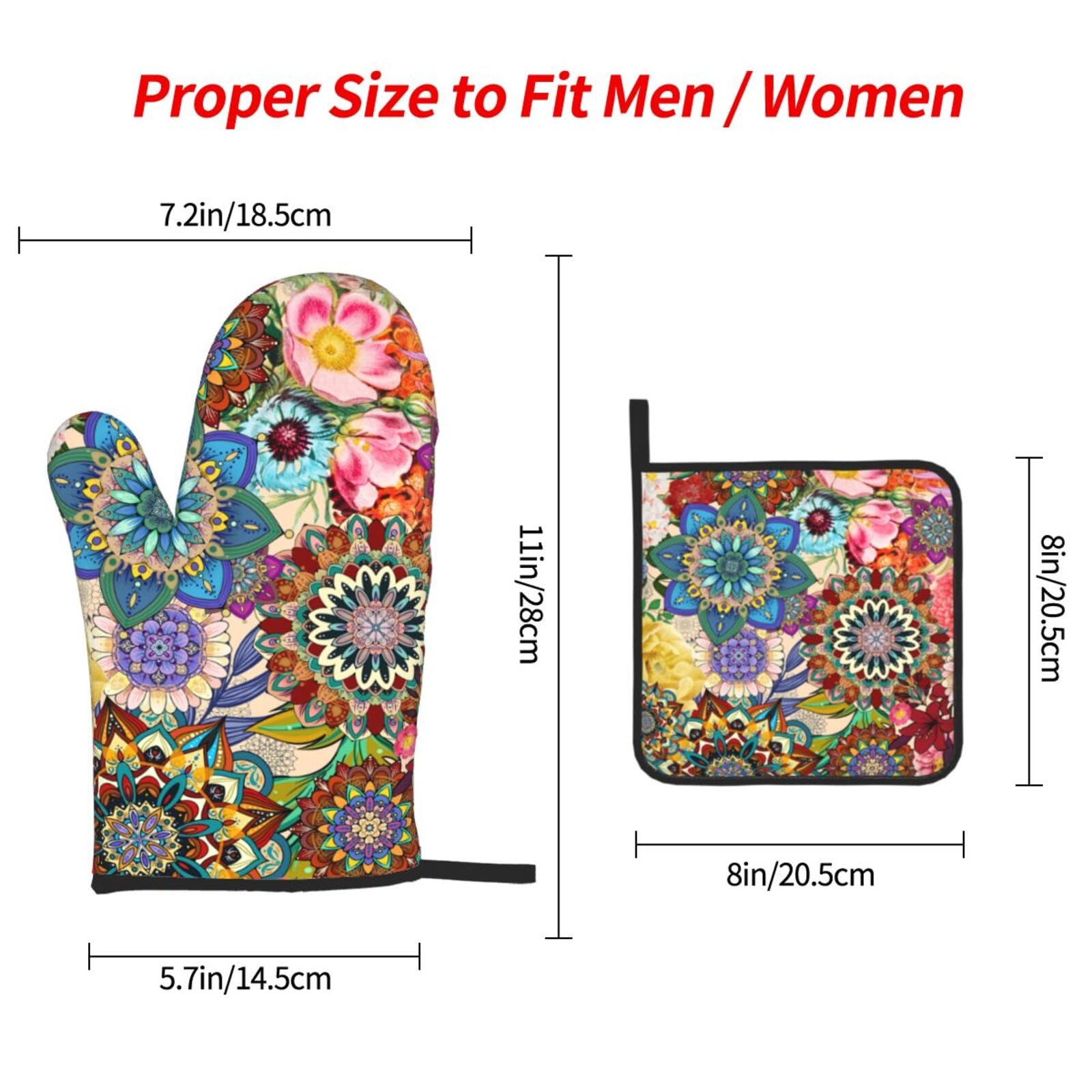 LANAIQO costuras artesanales boho floral en manoplas para horno