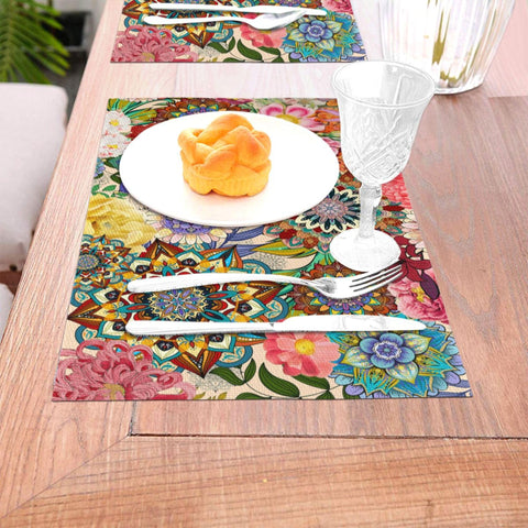 Manteles LANAIQO boho florales para comedor; estilo y color