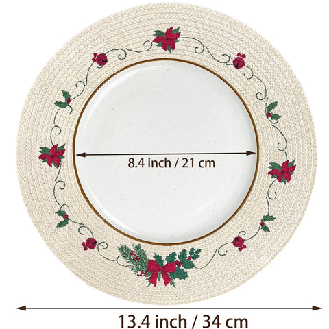 Manteles LANAVINES bordado con flores rojas para decorar la mesa festiva