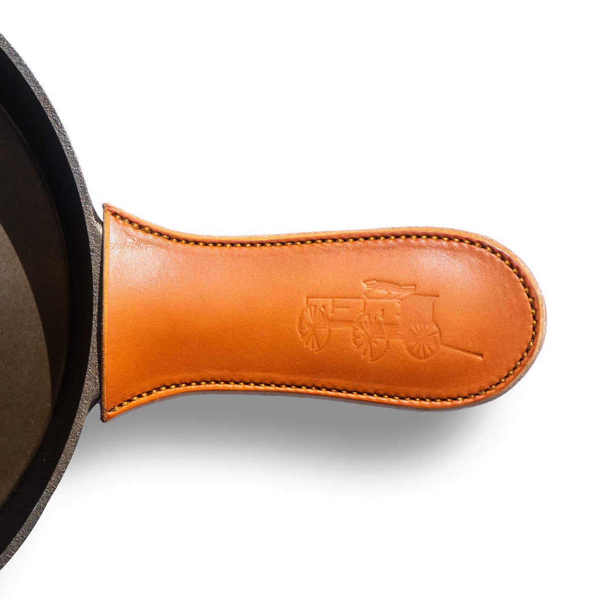 Lancaster Cast Iron: funda de mango cuero extra gruesa para agarre cómodo.