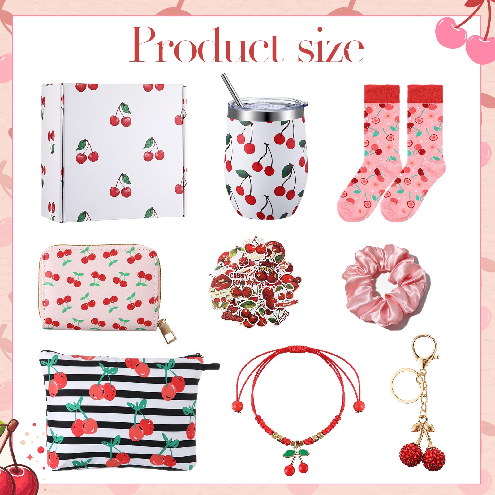 Landical bolsa maquillaje lona con cerezas, almacenamiento práctico para cosméticos y objetos pequeños.