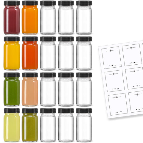 LANDNEOO botellas de vidrio 60 ml con tapa negra para llevar con seguridad.