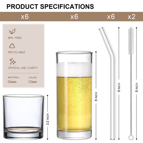 LANDNEOO copa cristal highball 12 onzas ideal para cócteles