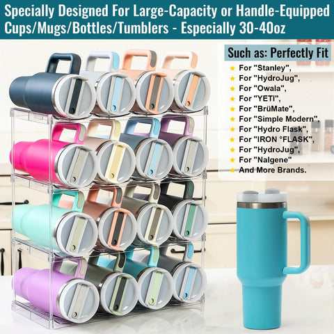  LANDNEOO diseño transparente con cuatro estantes para botellas grandes.