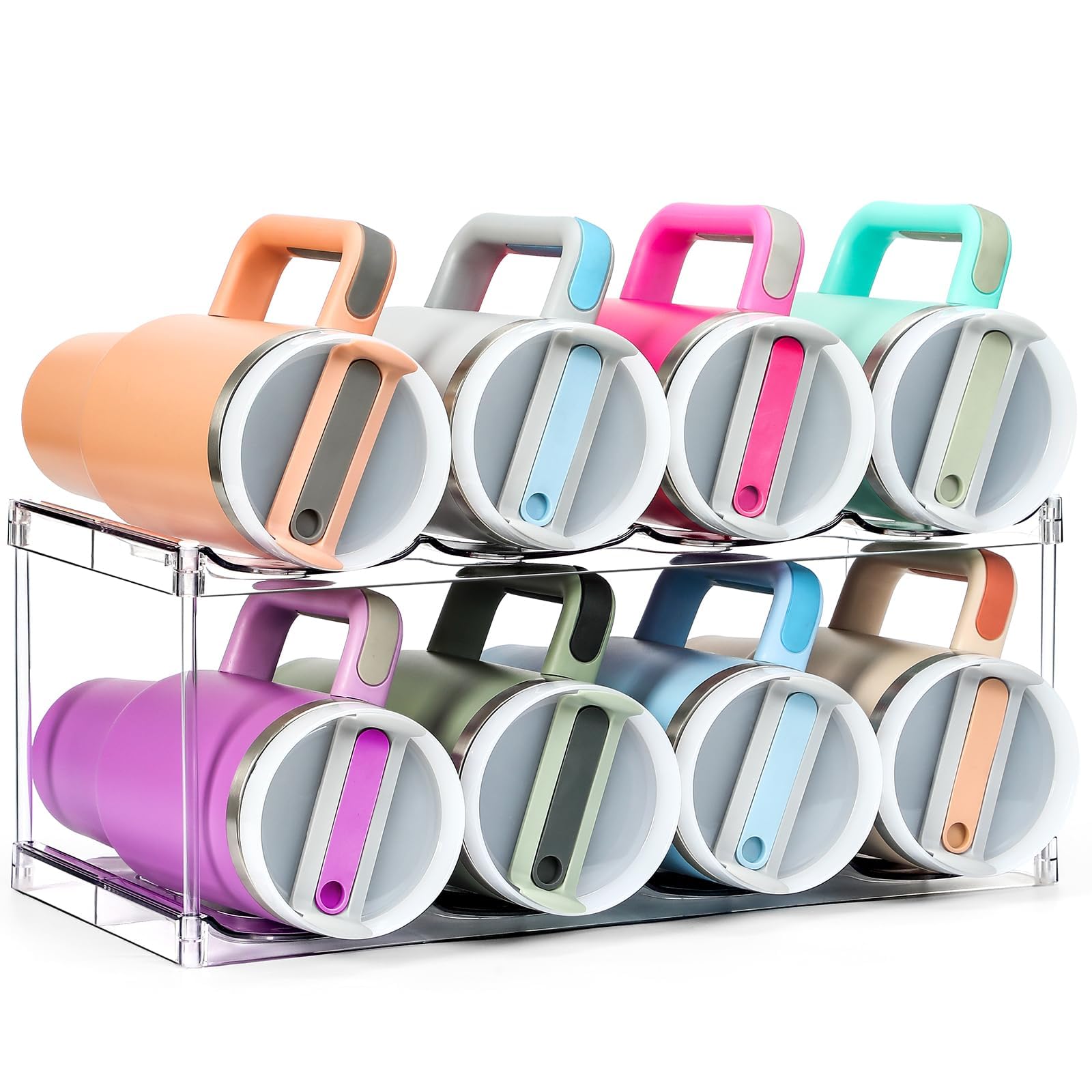 LANDNEOO estante-botellas-grandes-2niveles facilita almacenamiento compacto para botellas grandes.