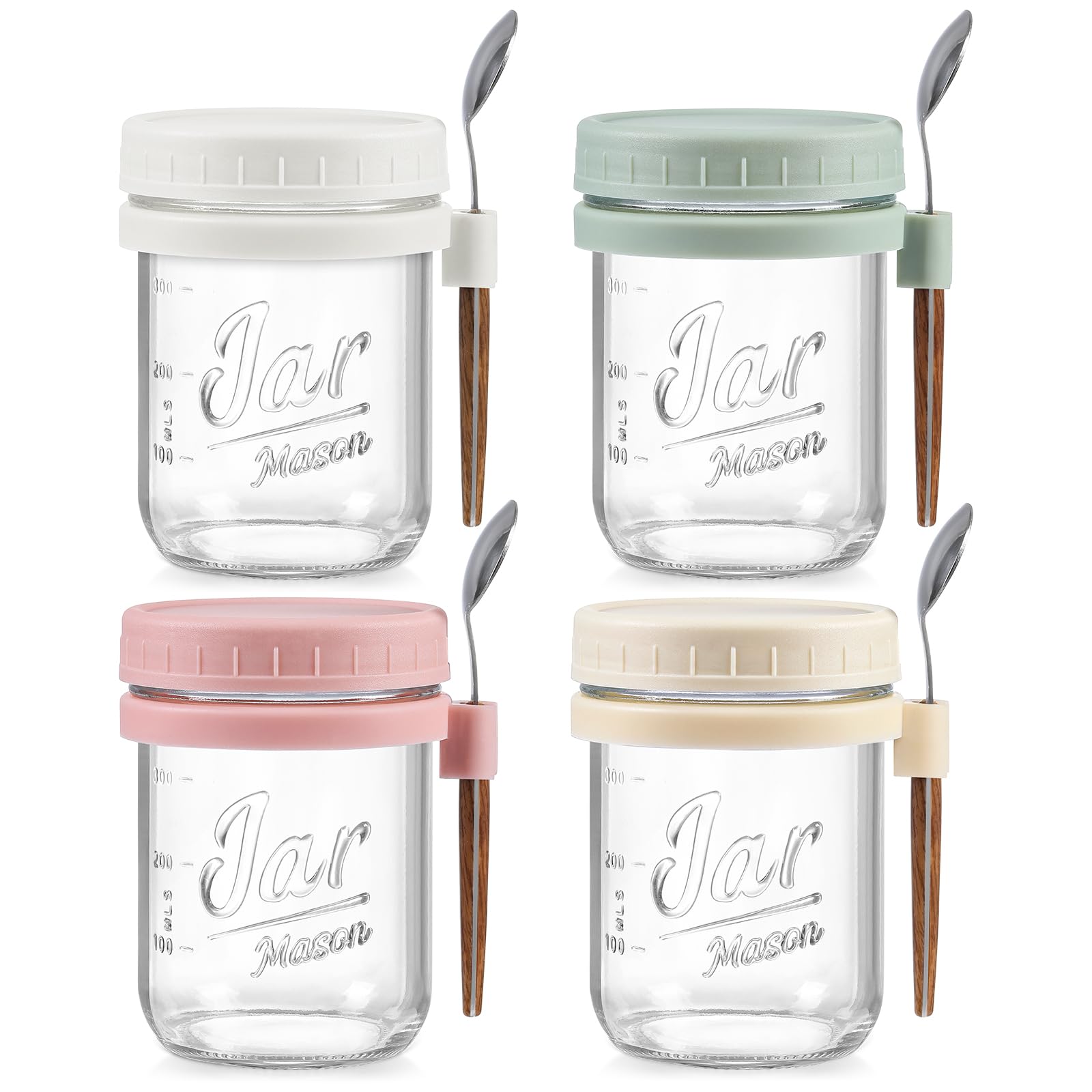 LANDNEOO jarras de vidrio 16 oz con tapas herméticas para conservar alimentos.