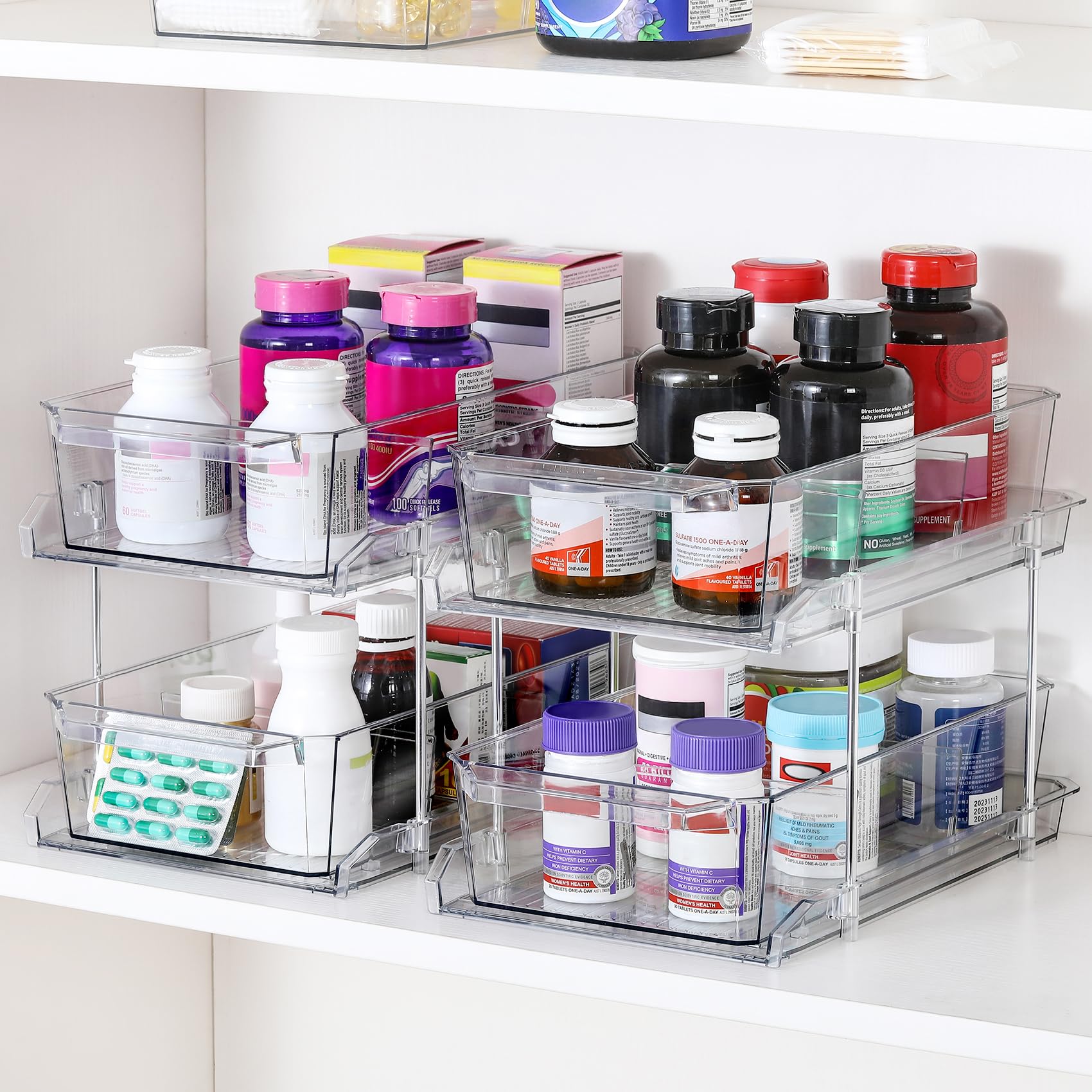 LANDNEOO organizador doble bajo fregadero para limpieza y suministros.