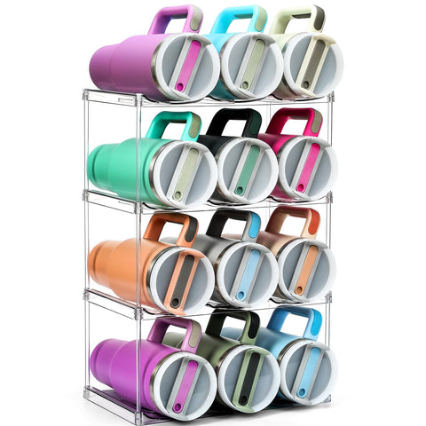 LANDNEOO organizador de botellas 4 niveles, visual claro para ordenar botellas grandes.