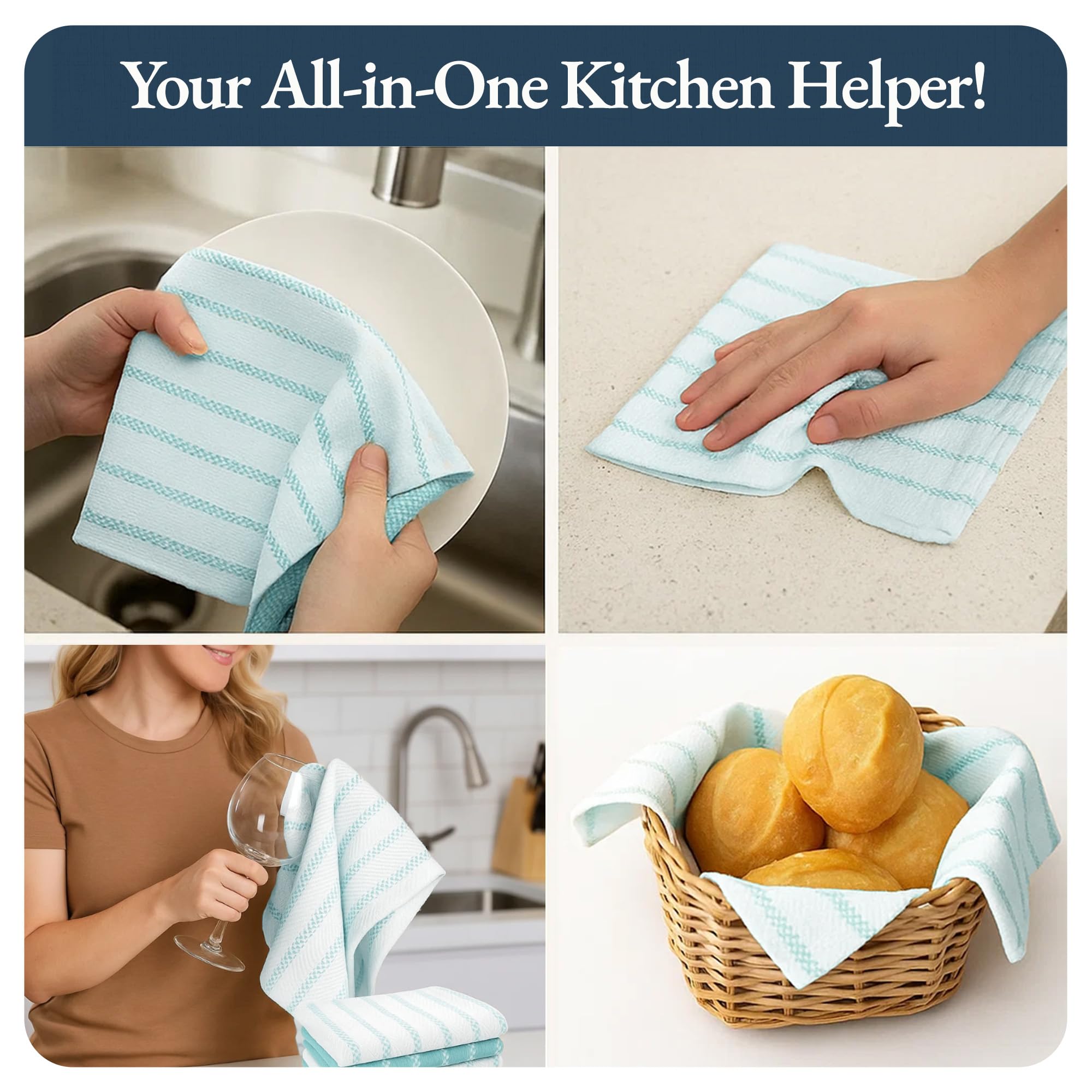 LANE LINEN: conjunto de cuatro toallas para cocina, ideal para secar platos y manos.