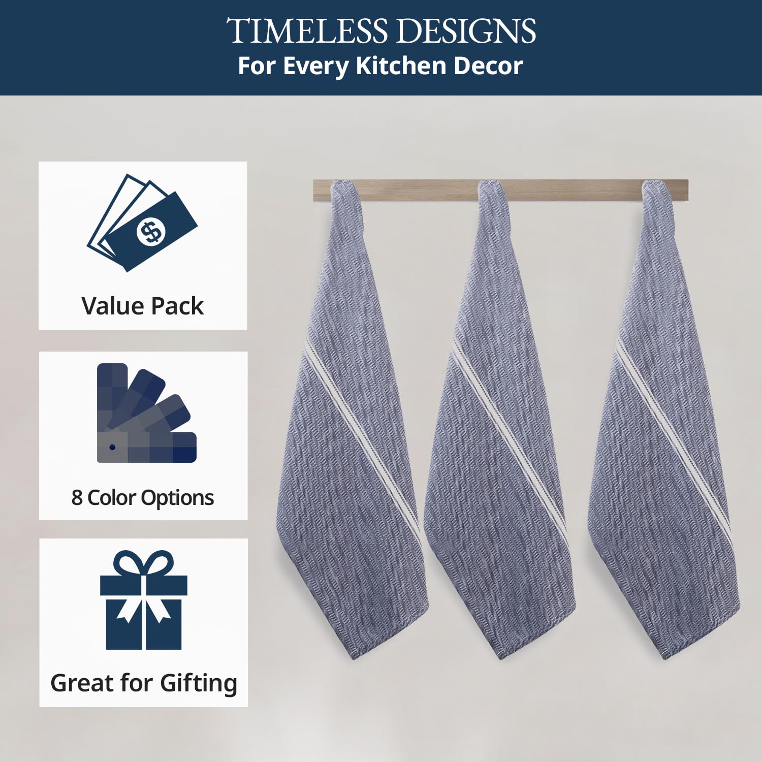 Lane Linen: conjunto de 12 toallas azules para un kit de cocina completo