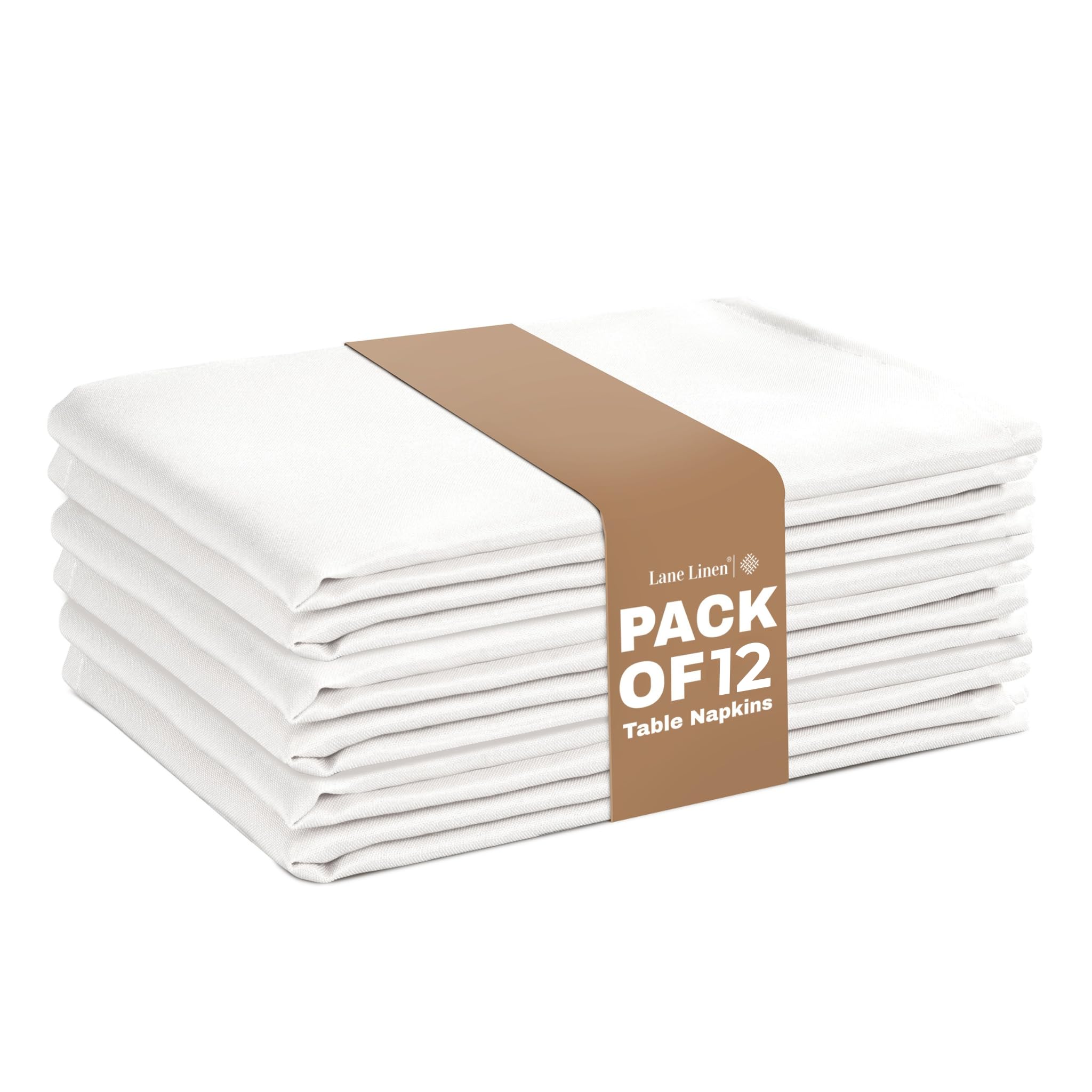 LANE LINEN blancas, servilletas de 12, para cenas y eventos