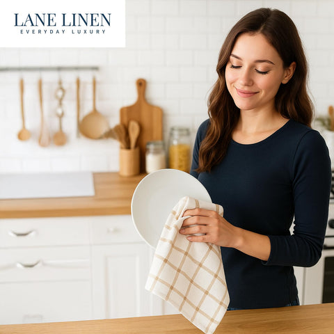LANE LINEN: paños de cocina de algodón natural para uso diario.