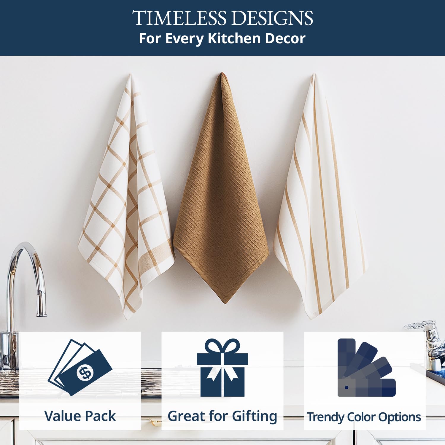 LANE LINEN: paños de cocina con diseño rayas y aspecto elegante.