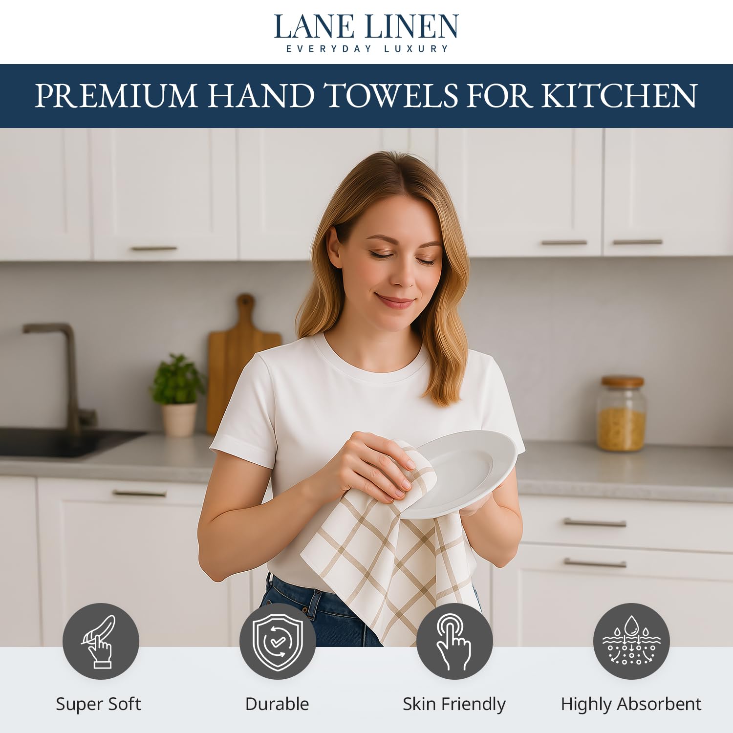 LANE LINEN: paños de cocina secado rápido para limpieza diaria.