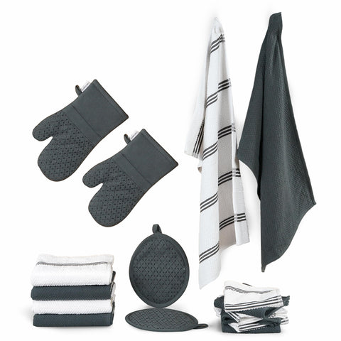 LANE LINEN set de cocina 16 piezas gris para nuevo hogar
