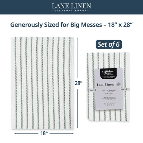 LANE LINEN toalla de mano para cocina con diseño rayado y color verde
