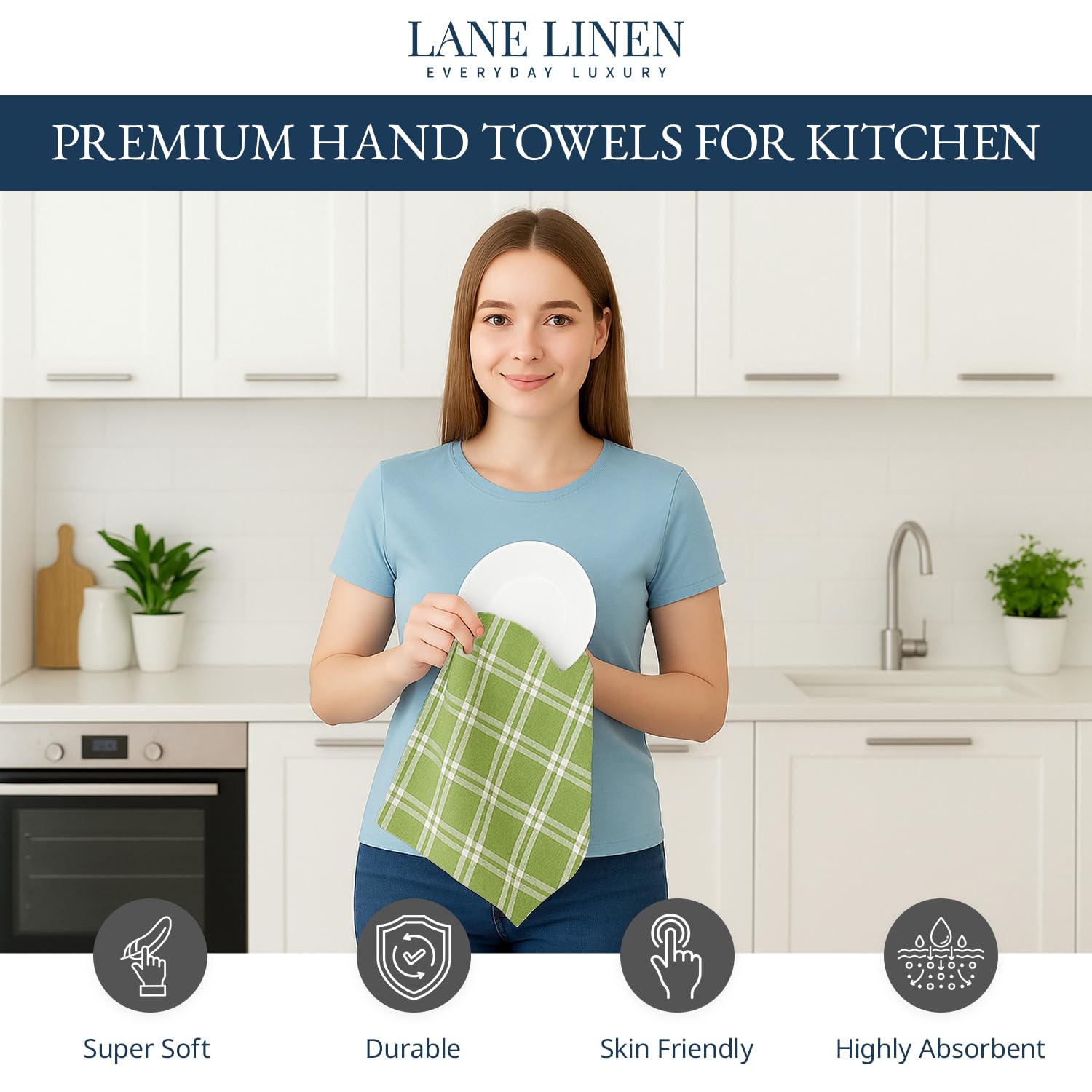 Lane Linen toallas de cocina 4-pack secado rápido para derrames