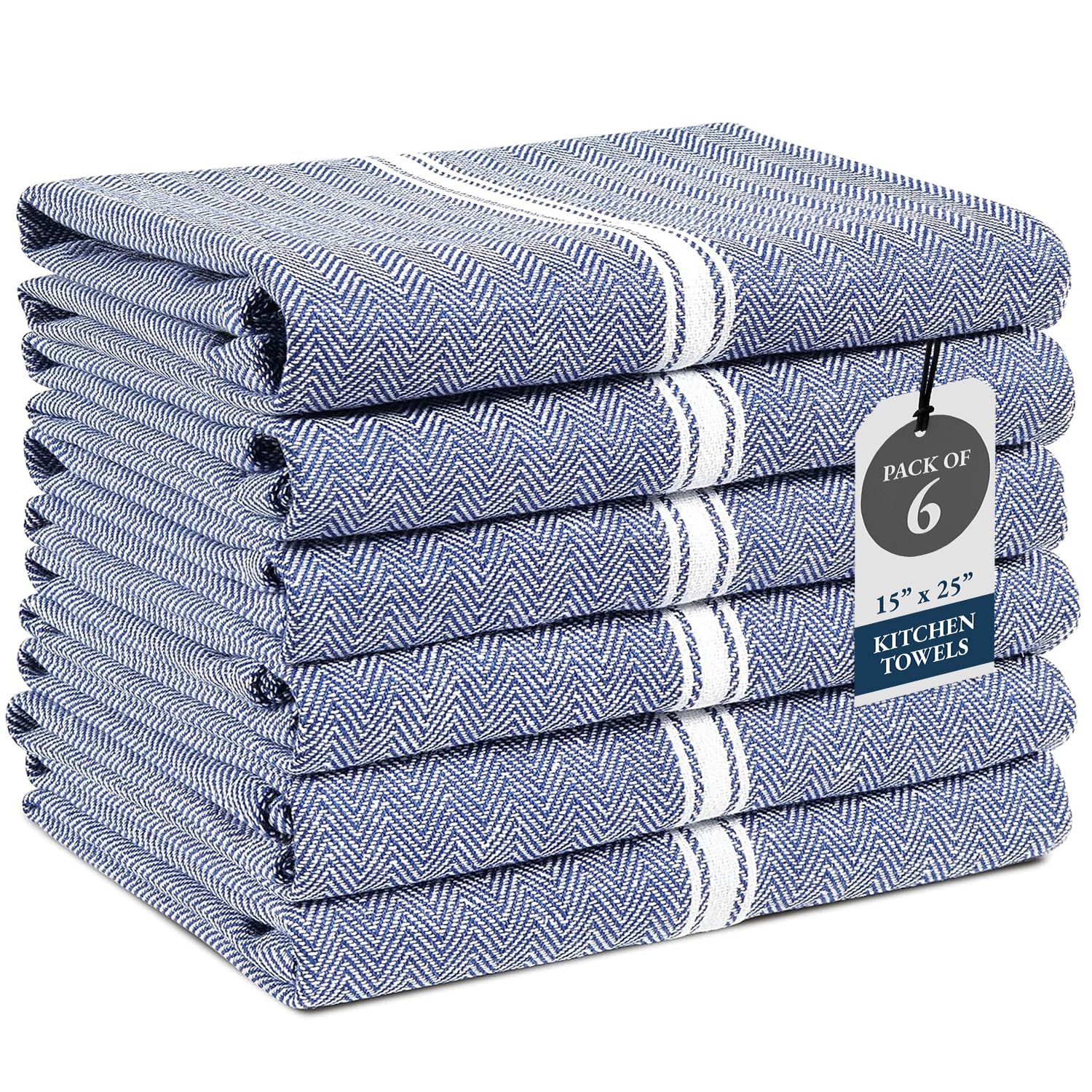 Lane Linen toallas de cocina 6-pack azul chambray para secar platos con absorción rápida