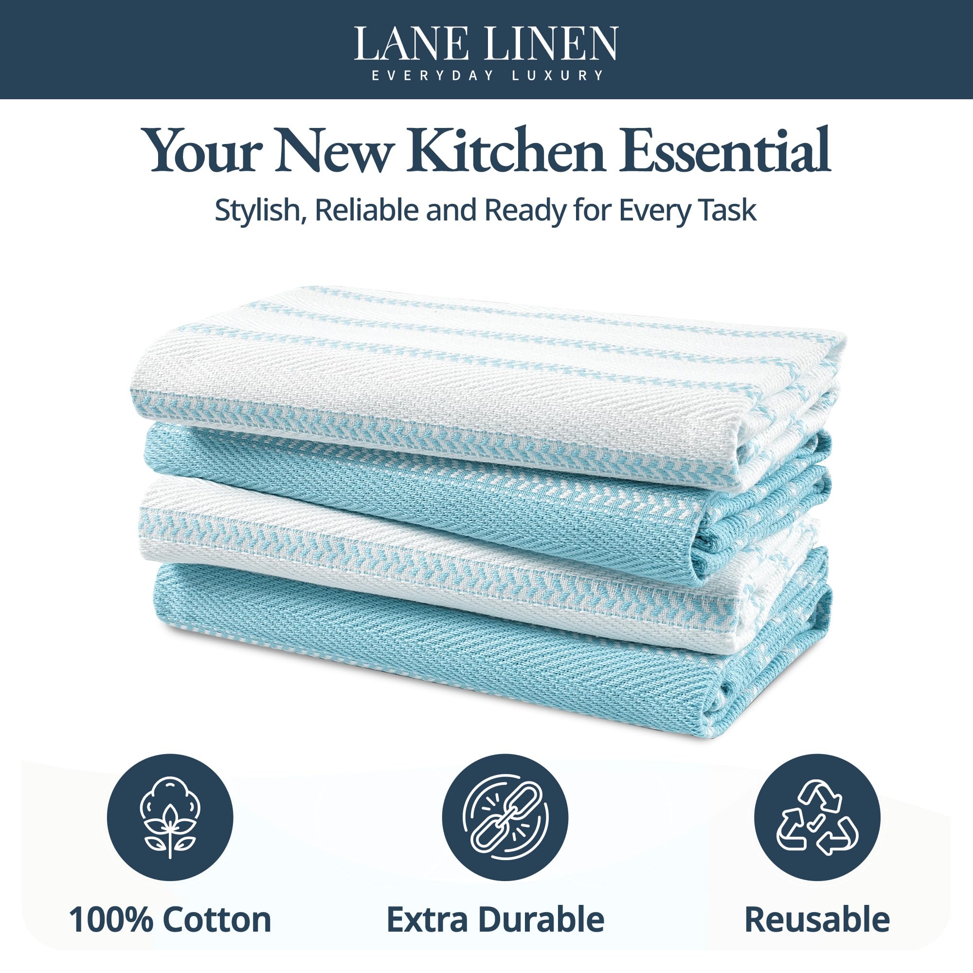 LANE LINEN: toallas de algodón 100% para secado rápido de derrames.