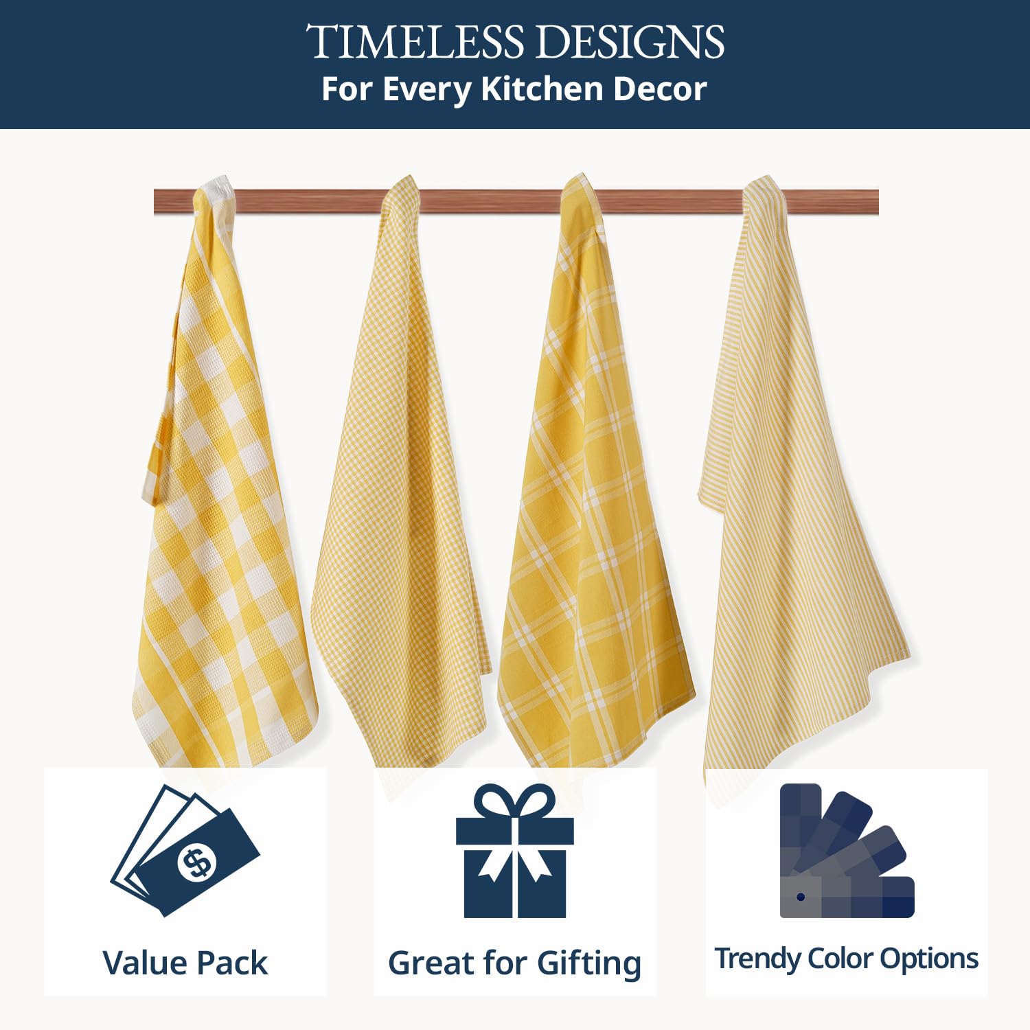 LANE LINEN: toallas de cocina amarillas para iluminar la encimera
