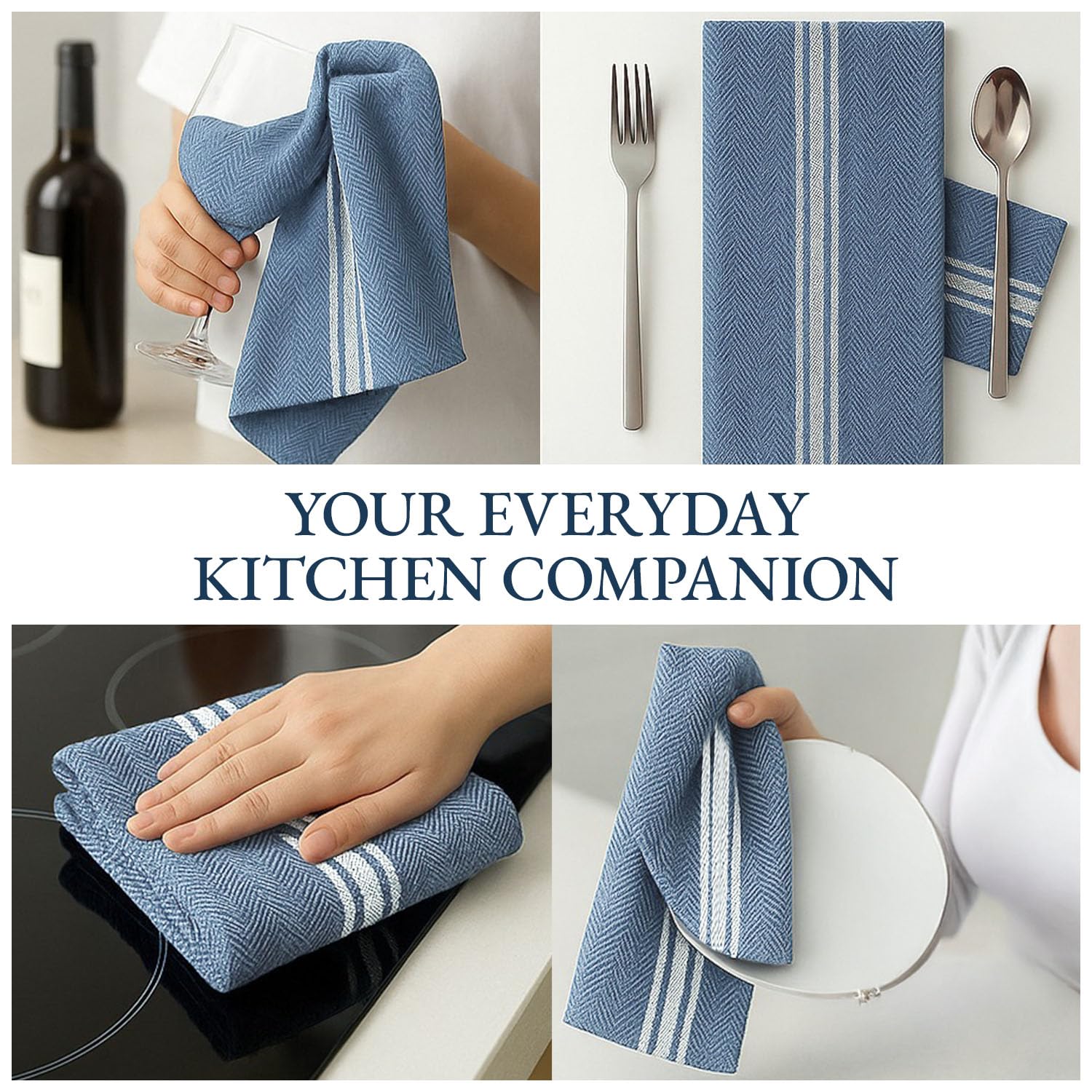 LANE LINEN toallas de cocina multiuso índigo para manos y platos