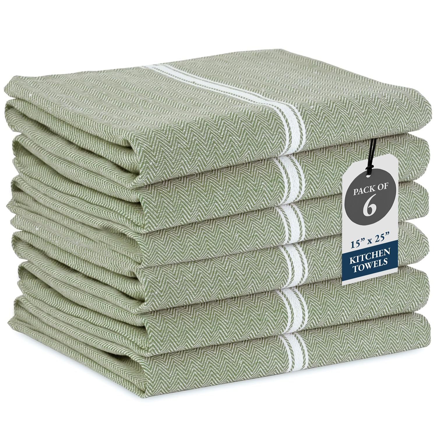 Lane Linen toallas de cocina color oliva, pack de 6, listas para uso diario.