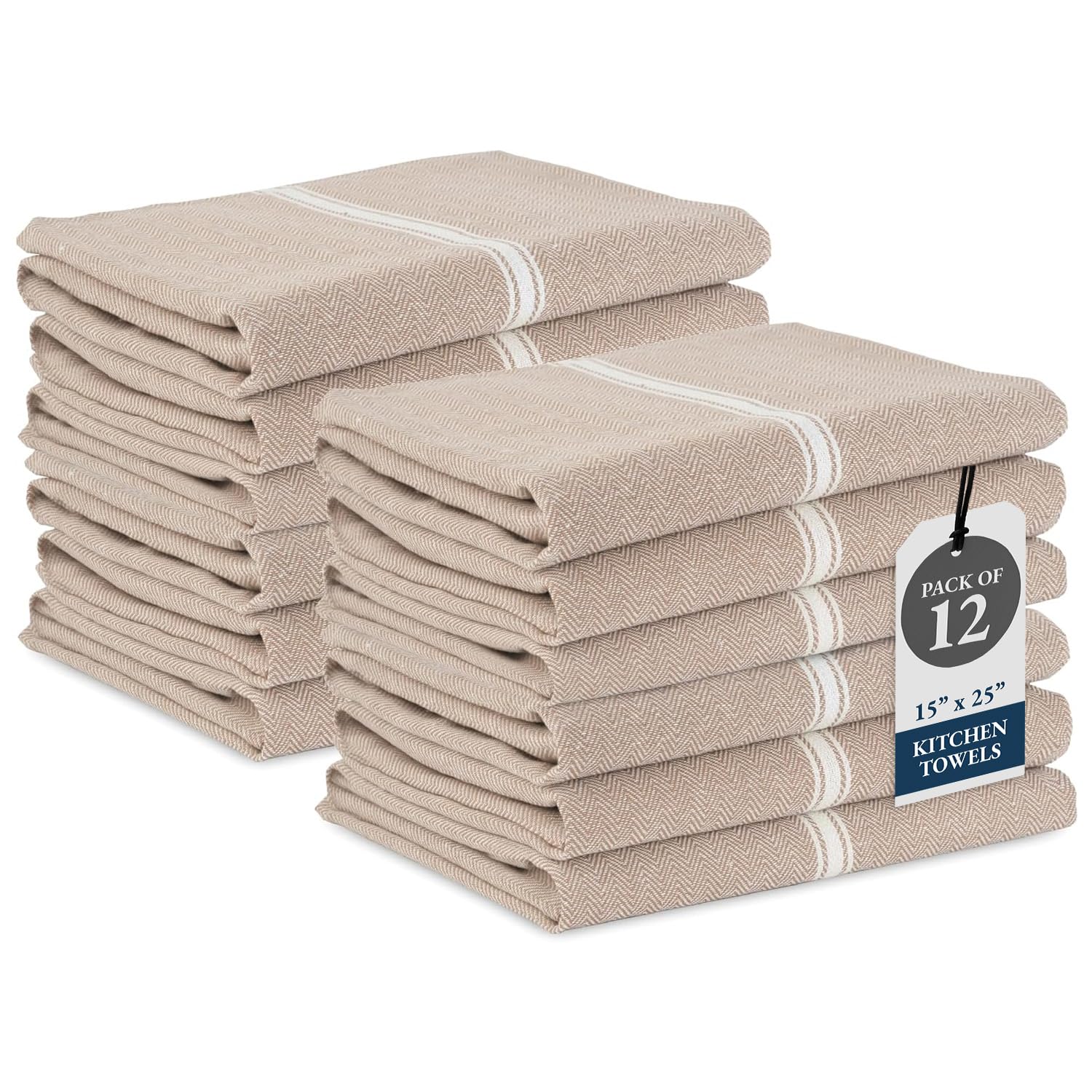 Lane Linen toallas de cocina beige, juego de 12 para secar platos.