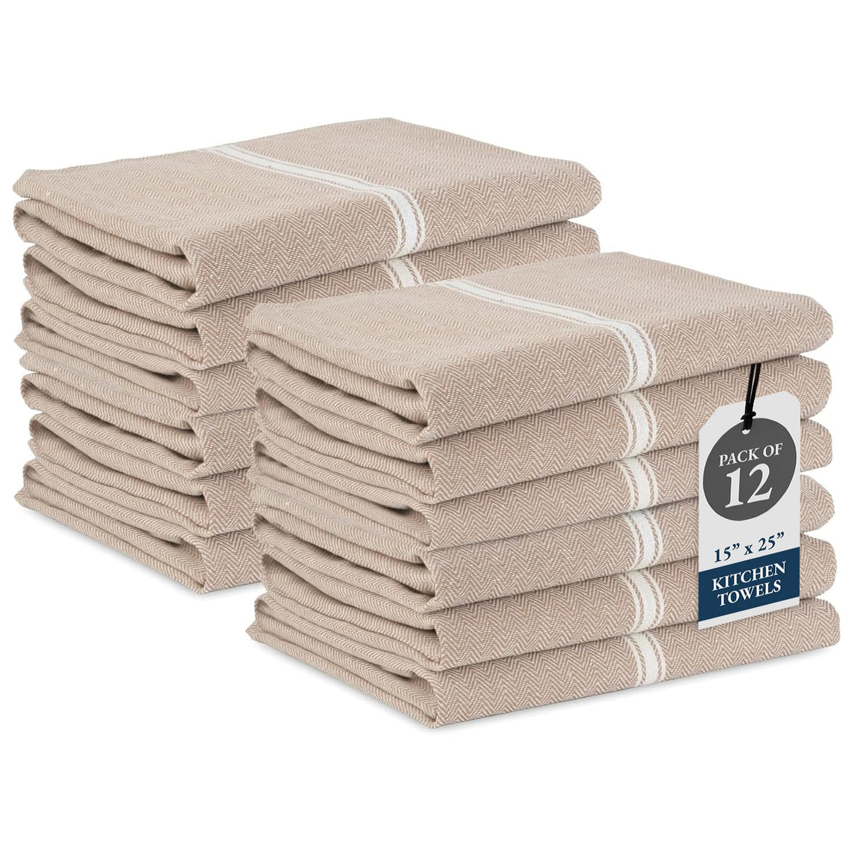 Lane Linen toallas de cocina beige, juego de 12 para secar platos.
