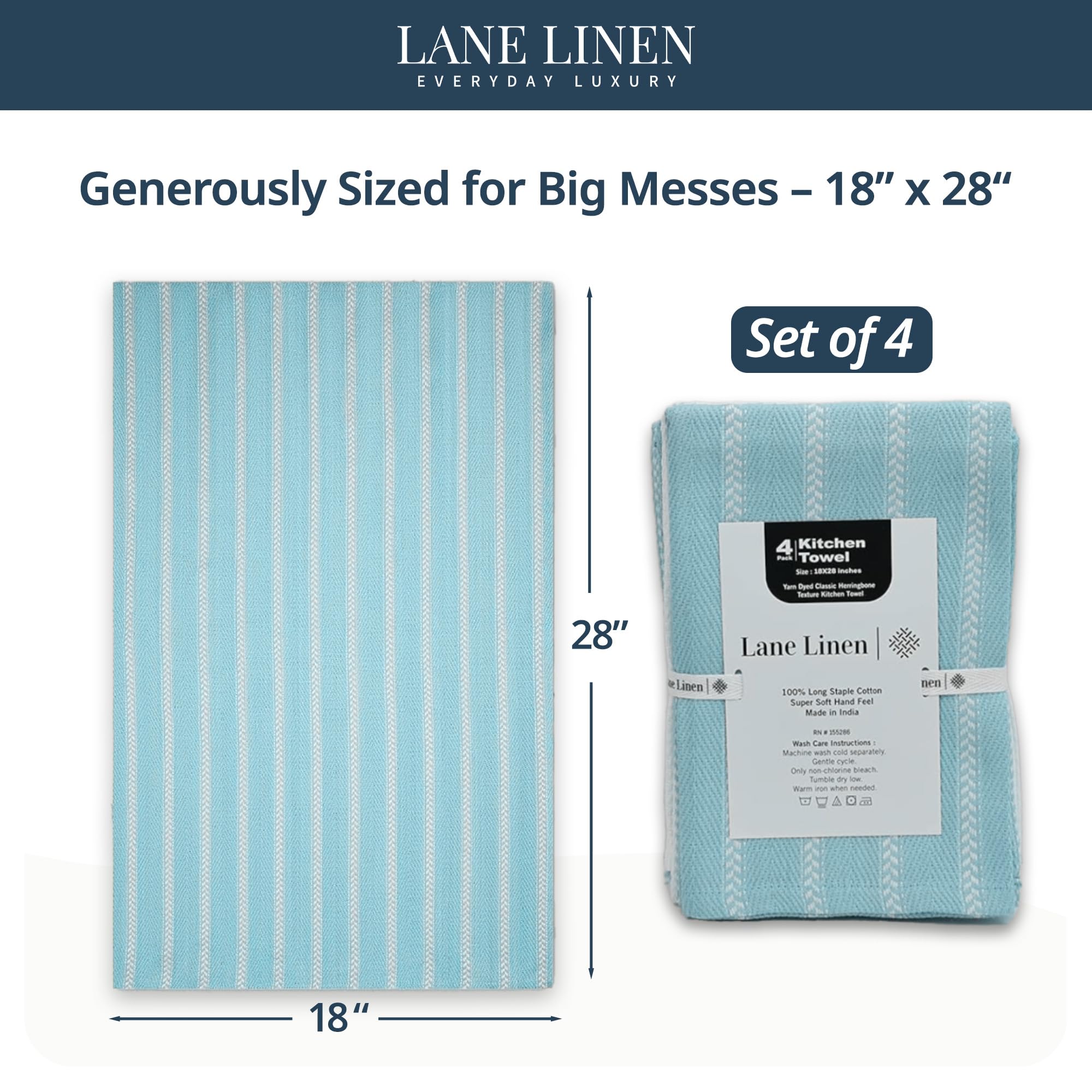 LANE LINEN: toallas de cocina rayadas, diseño elegante y duradero para uso diario.