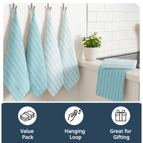 LANE LINEN: toallas para cocina con borde a rayas, estética ordenada.