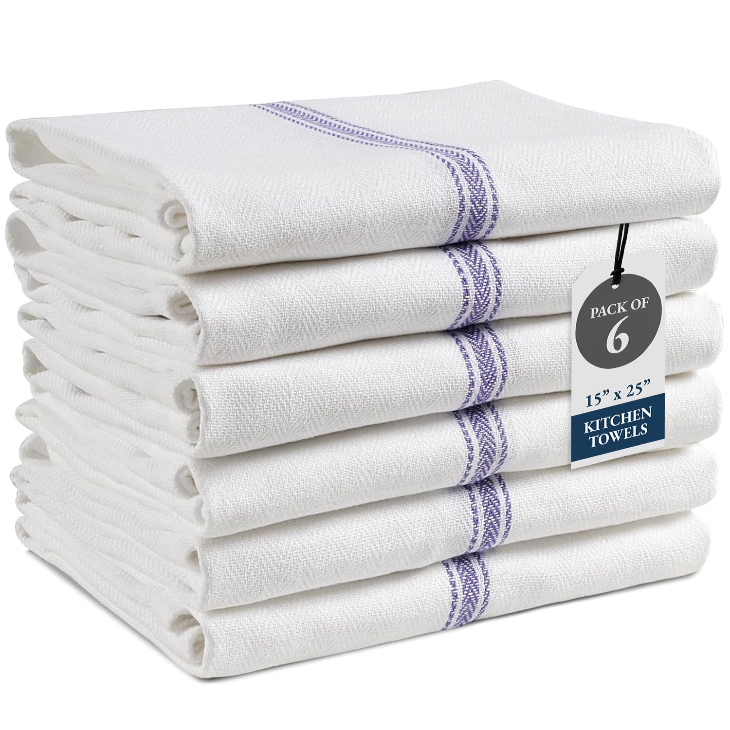 Lane Linen: toallas de cocina con rayas azules, absorbentes para secar platos.